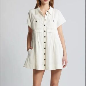 Free People Ronnie Cotton Poplin Mini Shirtdress
